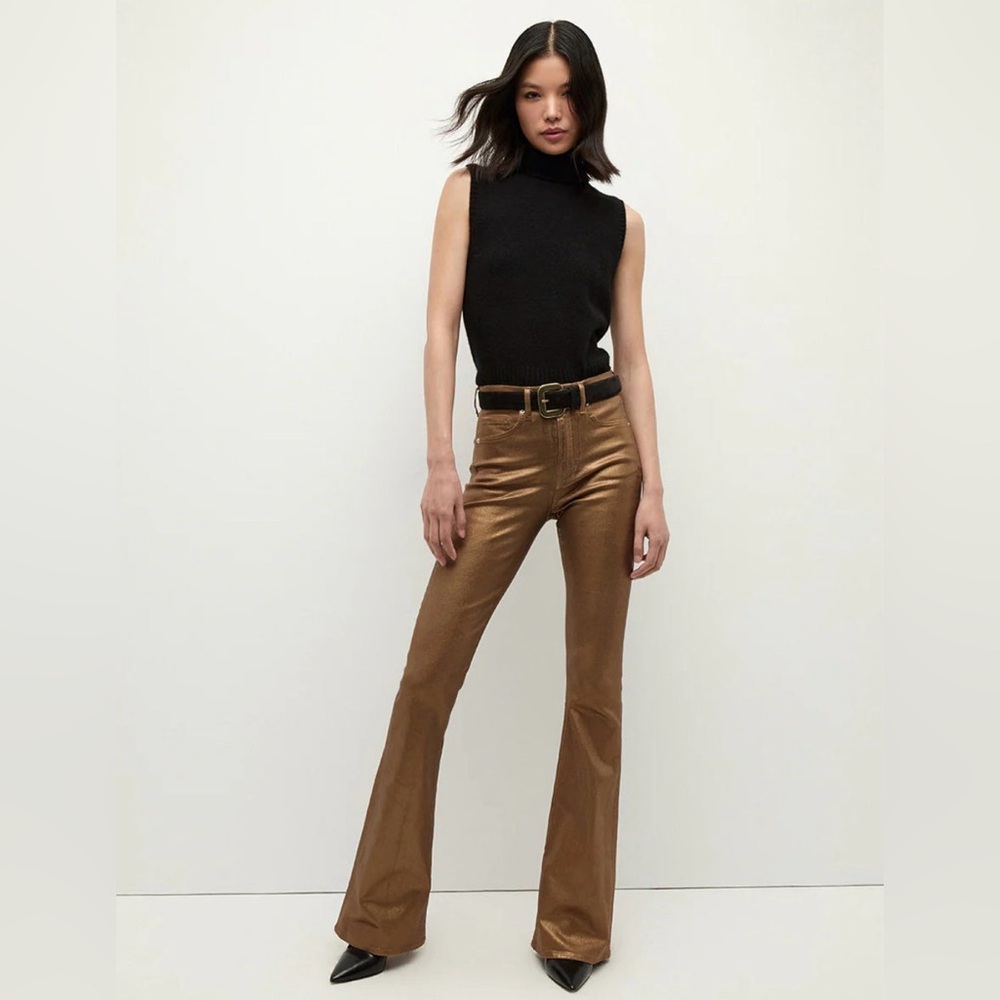 Veronica Beard Beverly Skinny Flare Jean - Antique Brass size 27